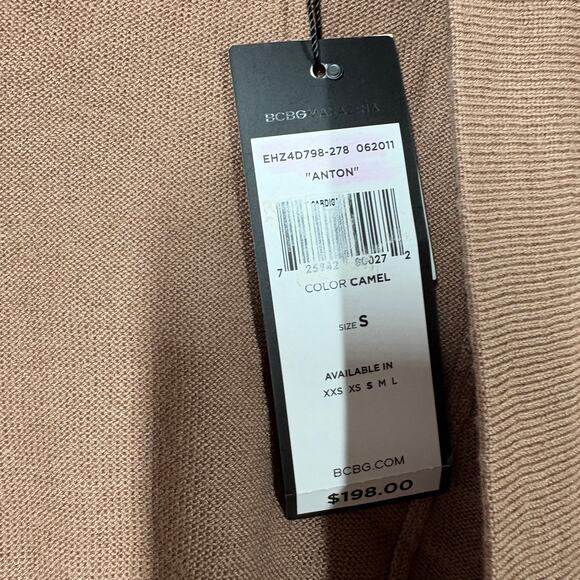 BCBGMaxazria Small Camel Brown Wool Blend Anton Sleeveless Draped Vest - Picture 9 of 9